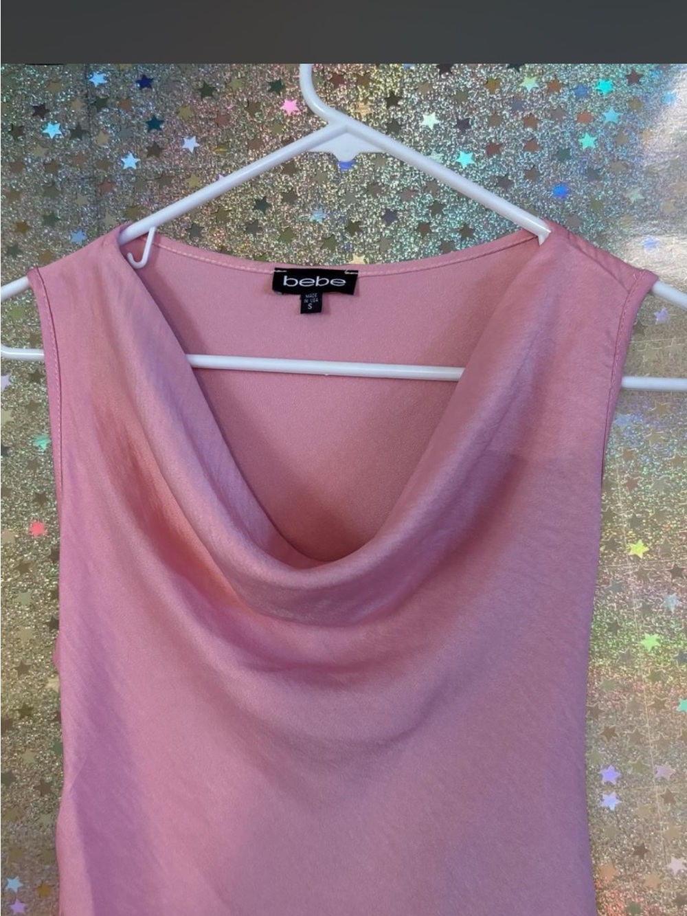 NWT bebe Soft Pink Draped Cowl Neck Sleeveless Dress